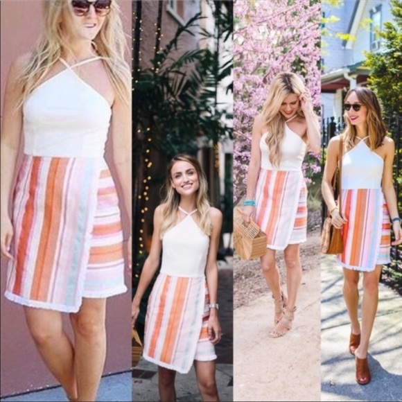 SOLD Anthro 🌸 Hutch Striped Frayed Halter Dress - Picture 3 of 7